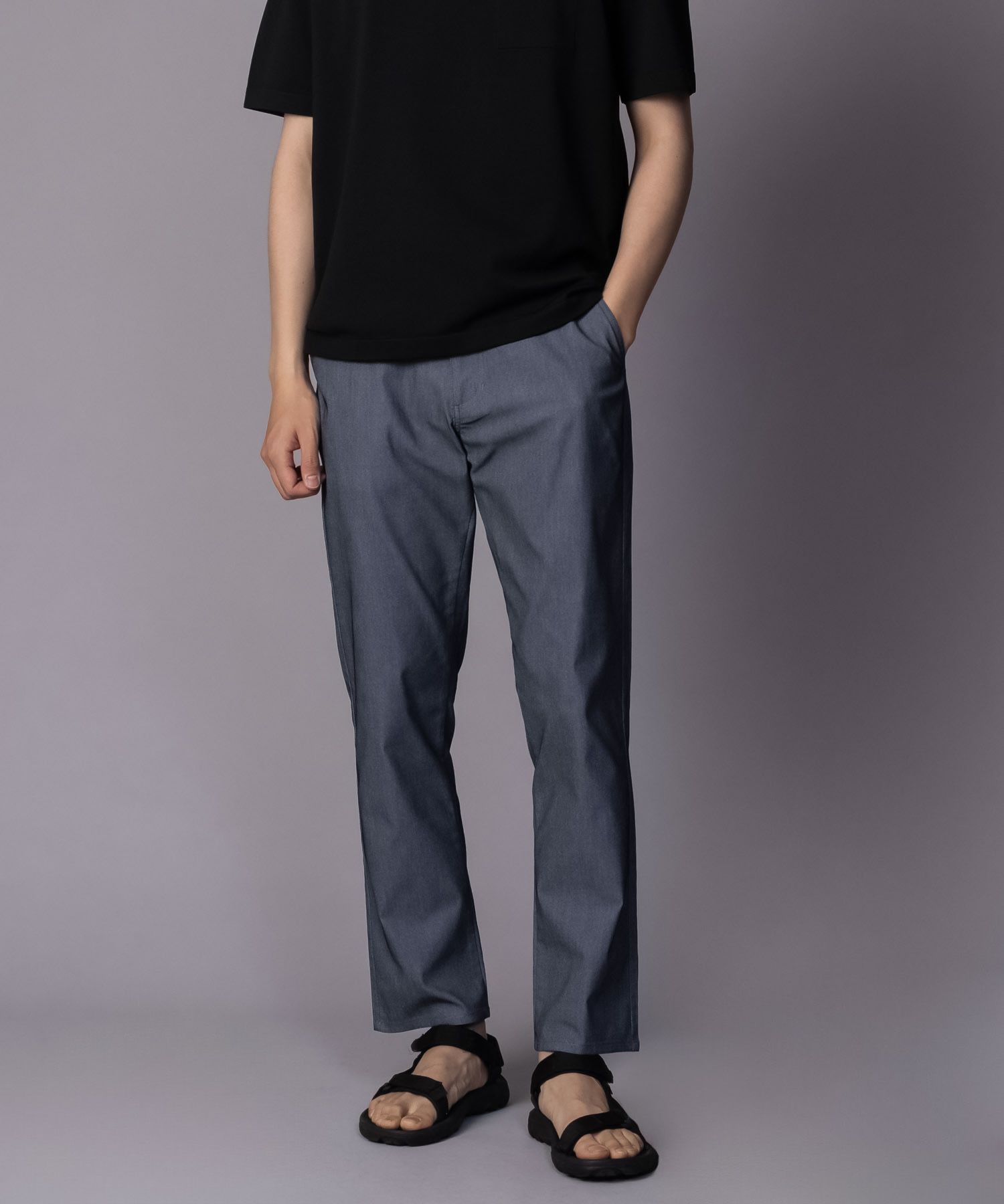 NAVY SARARI 裏メッシュドビーストレートパンツ メンズ