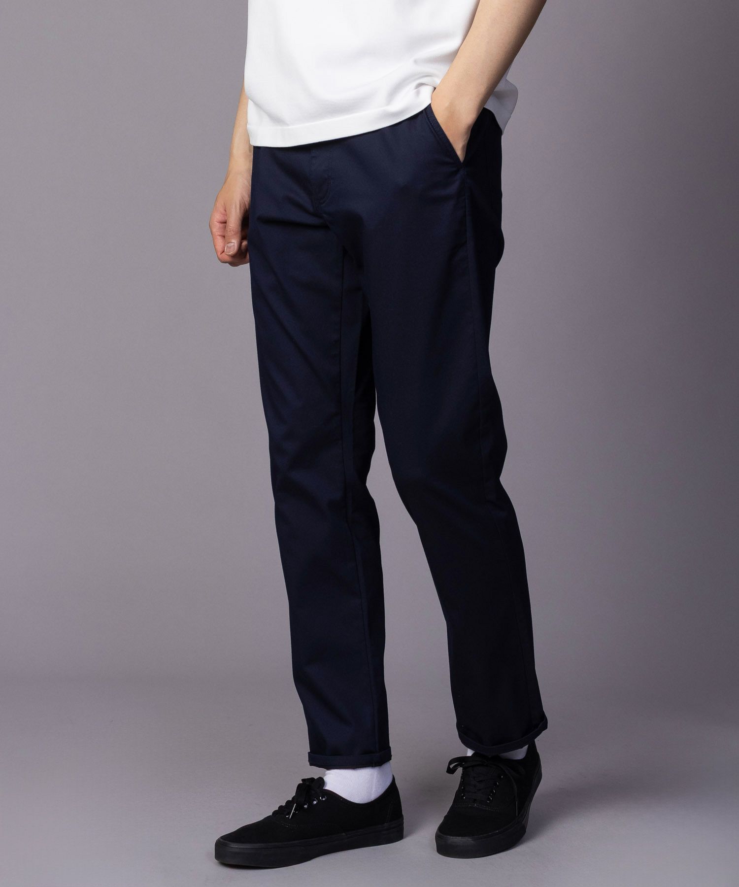 NAVY SARARI 裏メッシュドビーストレートパンツ メンズ商品画像-22