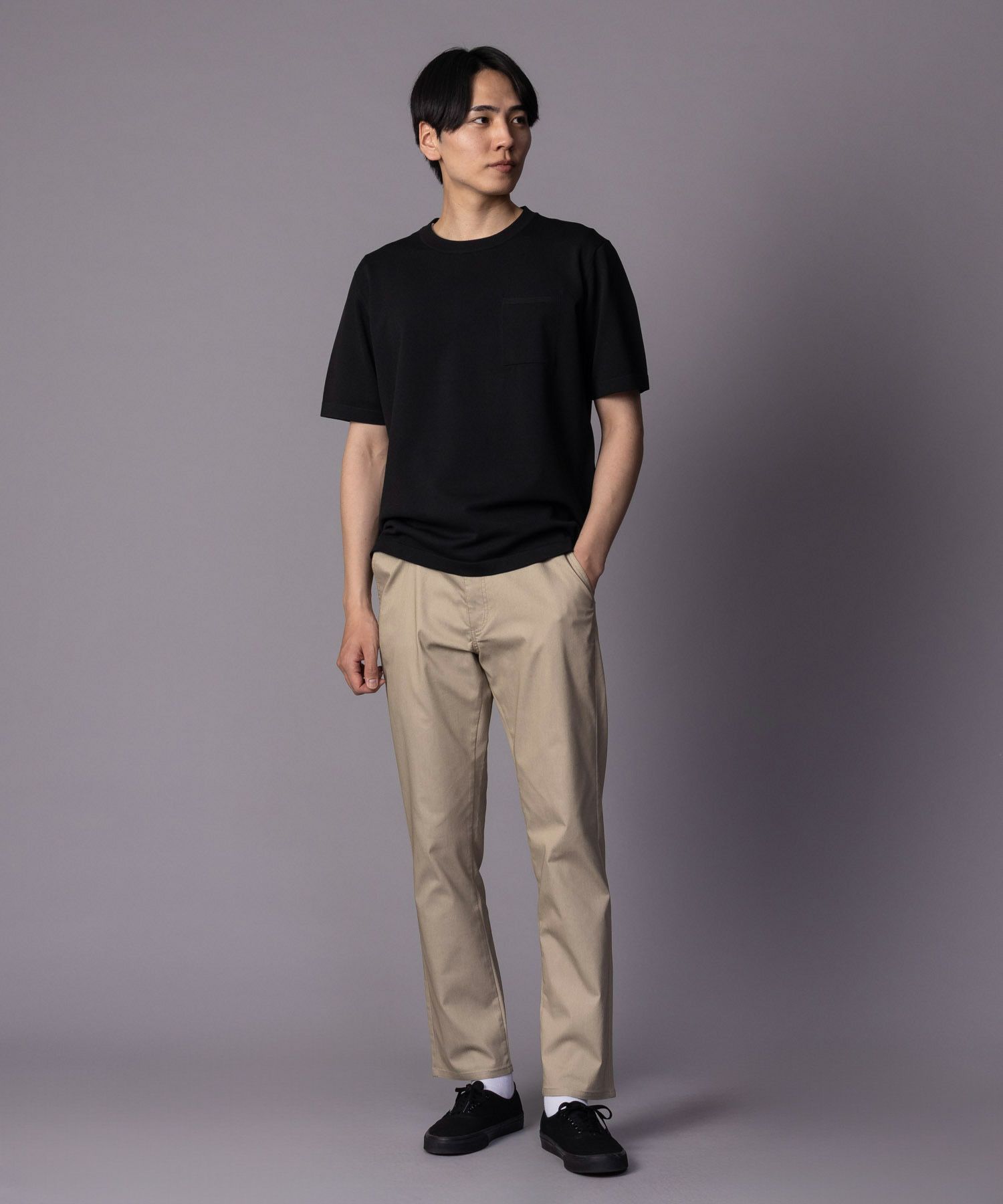 NAVY SARARI 裏メッシュドビーストレートパンツ メンズ