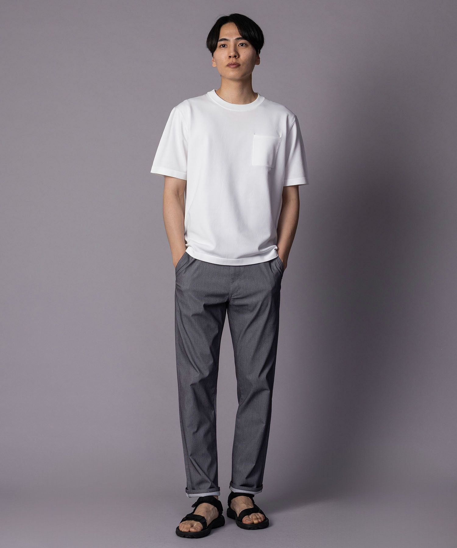 NAVY SARARI 裏メッシュドビーストレートパンツ メンズ商品画像-37