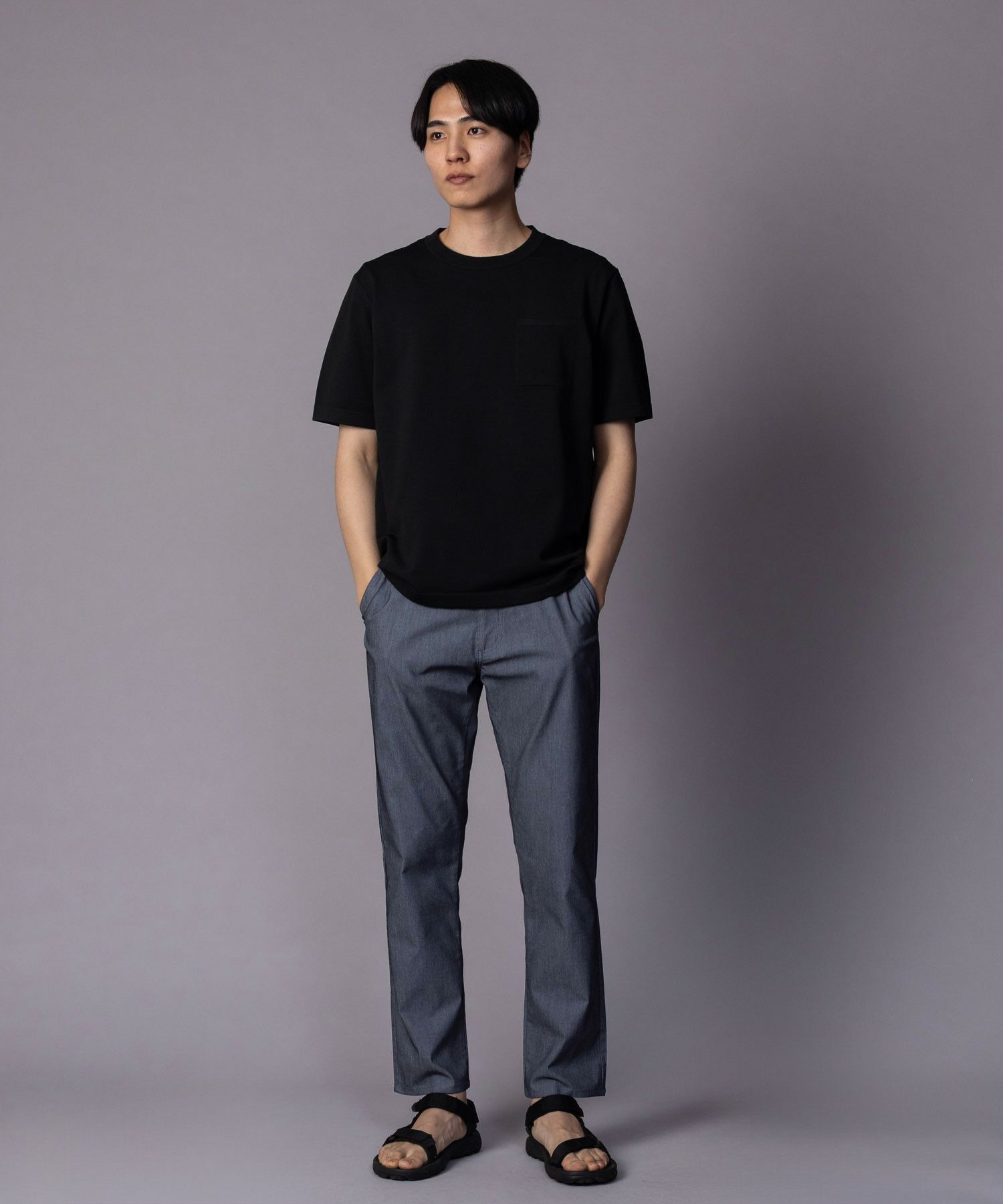 NAVY SARARI 裏メッシュドビーストレートパンツ メンズ