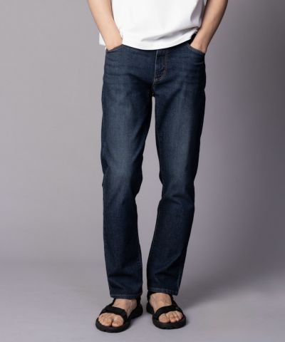 NAVY SARARI COOL デニムストレートパンツ メンズ
