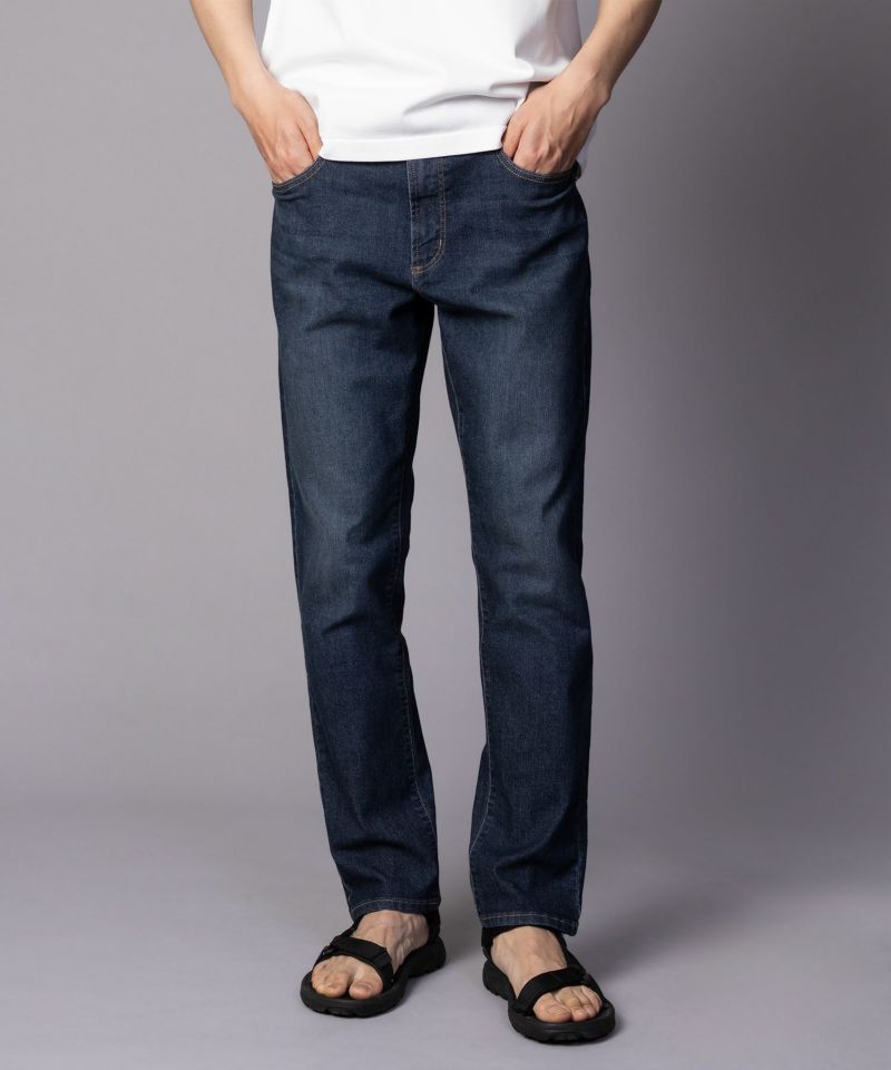 NAVY SARARI COOL デニムストレートパンツ メンズ