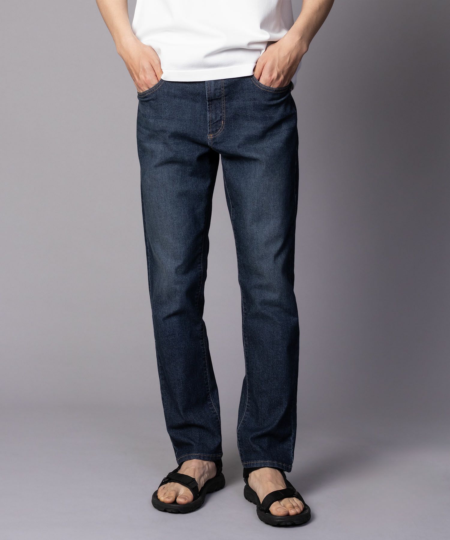 NAVY SARARI COOL デニムストレートパンツ メンズ商品画像-3