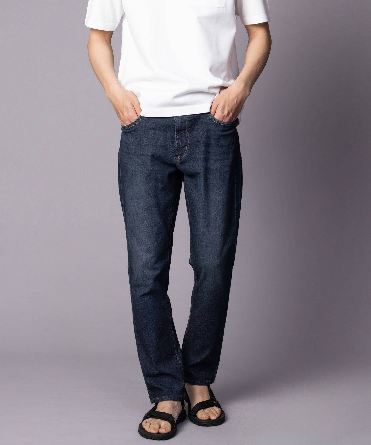 NAVY SARARI COOL デニムストレートパンツ メンズ商品サムネイル-5