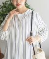 Howdy Marie インドファブリック 7分袖バンドカラーチュニック レディース