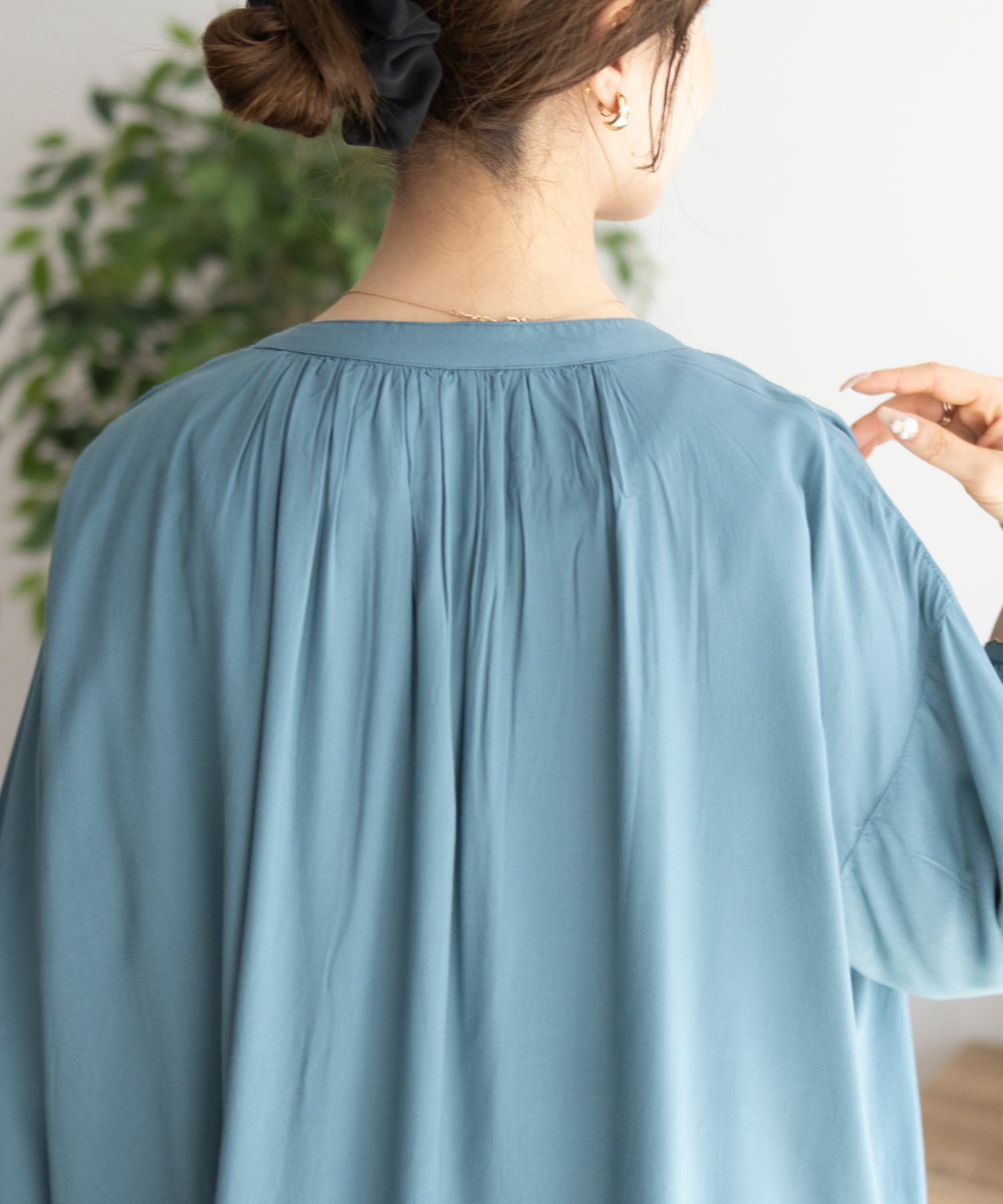 Howdy Marie  インドファブリック 7分袖バンドカラーチュニック レディース商品画像-11