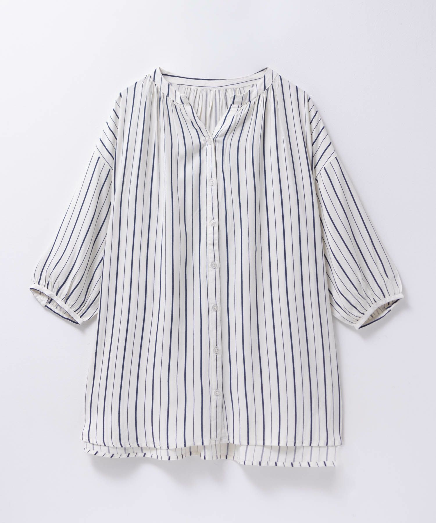 Howdy Marie  インドファブリック 7分袖バンドカラーチュニック レディース商品画像-18