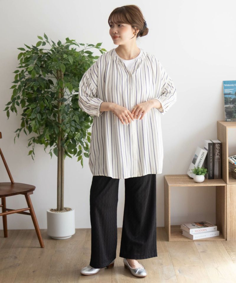 Howdy Marie  インドファブリック 7分袖バンドカラーチュニック レディース商品画像-25