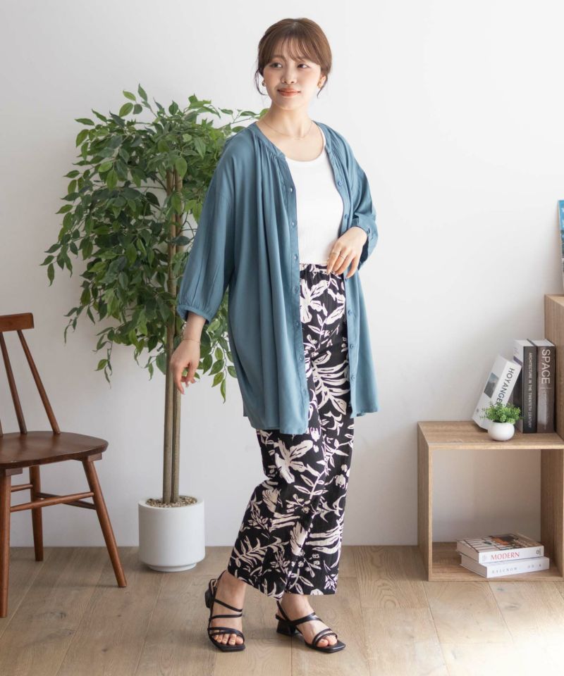 Howdy Marie  インドファブリック 7分袖バンドカラーチュニック レディース商品画像-26