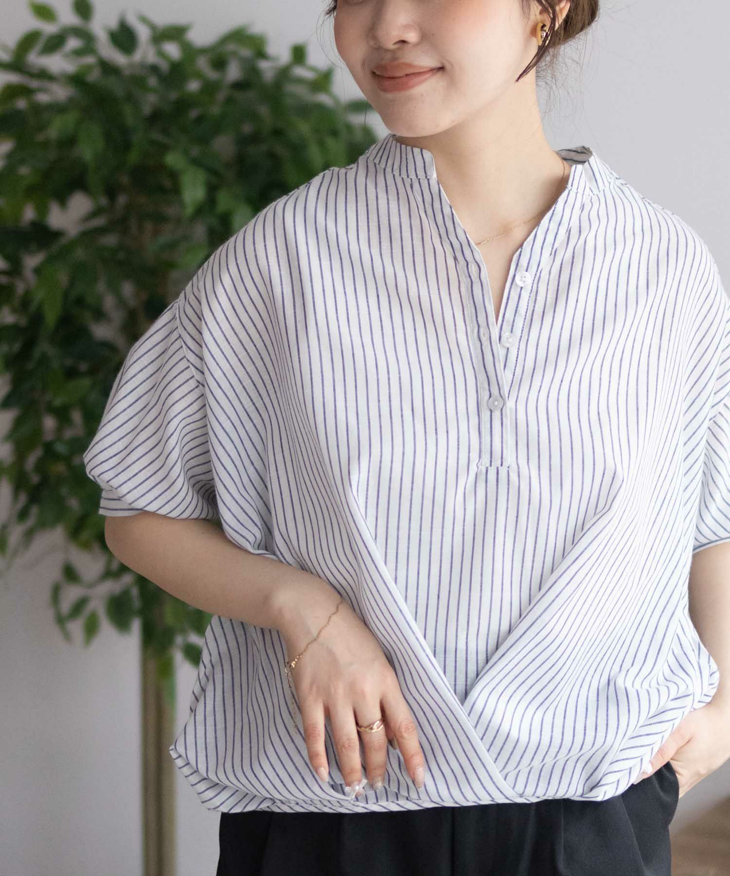 nAvy 裾タックスキッパーブラウス レディース