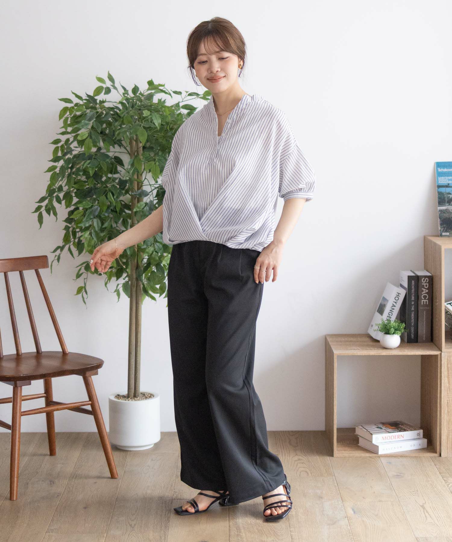 nAvy 裾タックスキッパーブラウス レディース