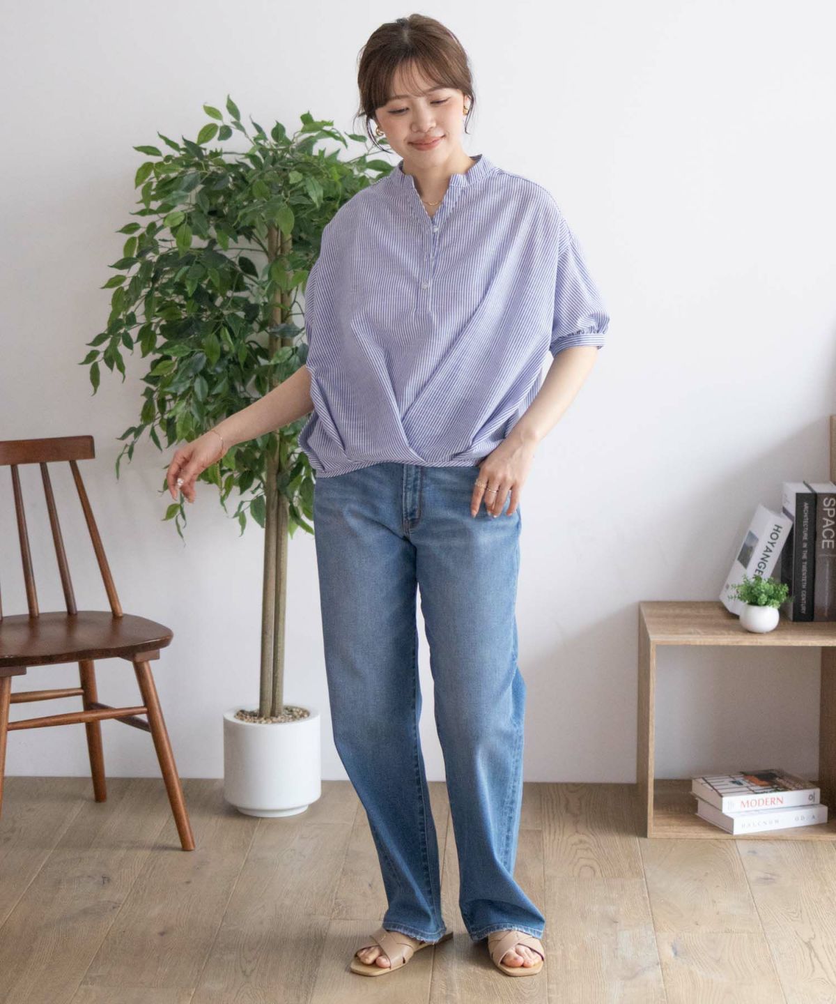 nAvy 裾タックスキッパーブラウス レディース