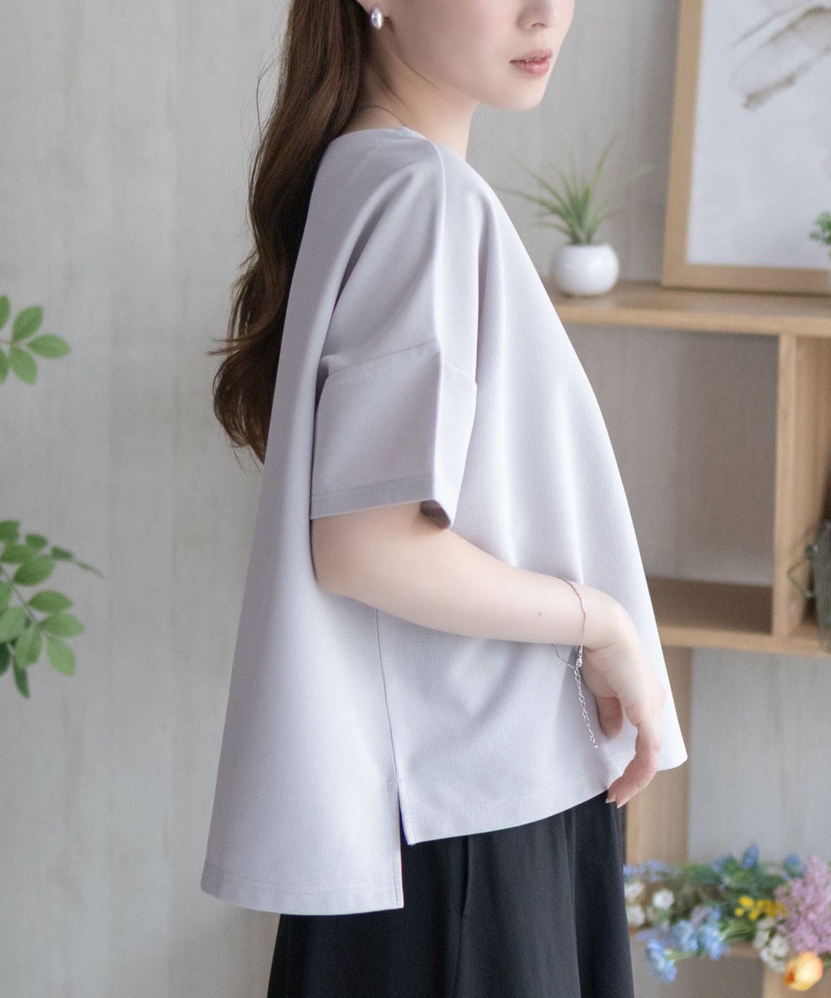 nAvy SARARI ミニワッフルスリットプルオーバー レディース ネコポス 対応商品