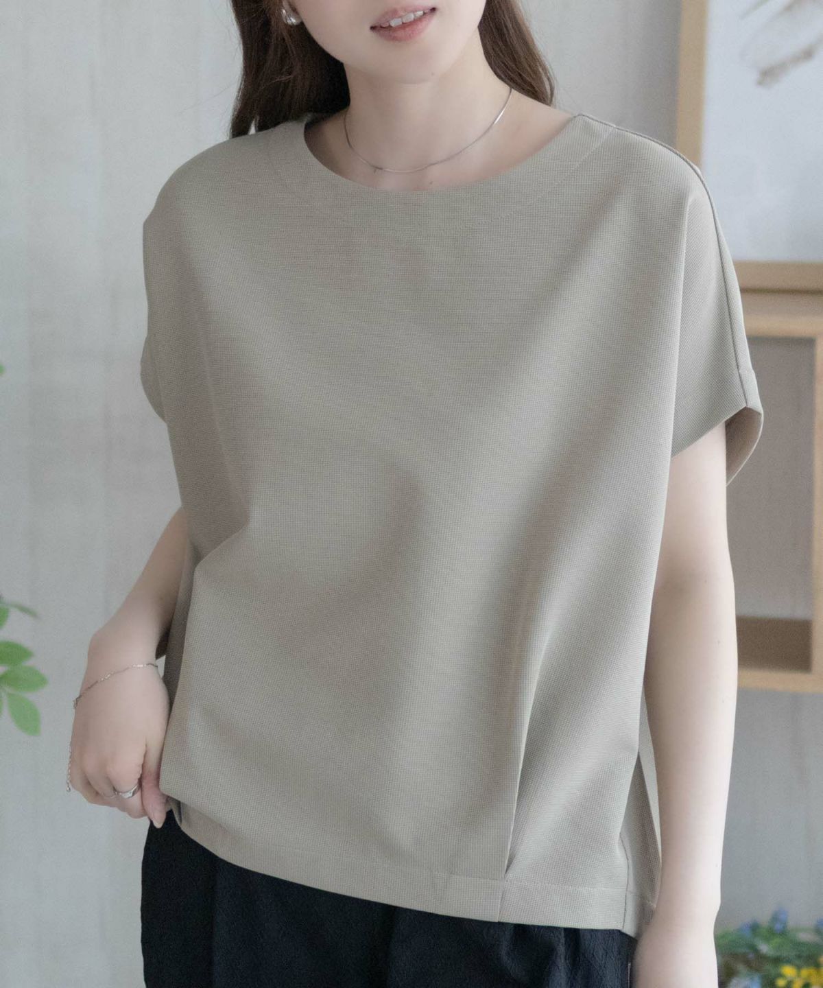 nAvy SARARI ミニワッフル裾タックプルオーバー レディース ネコポス 対応商品