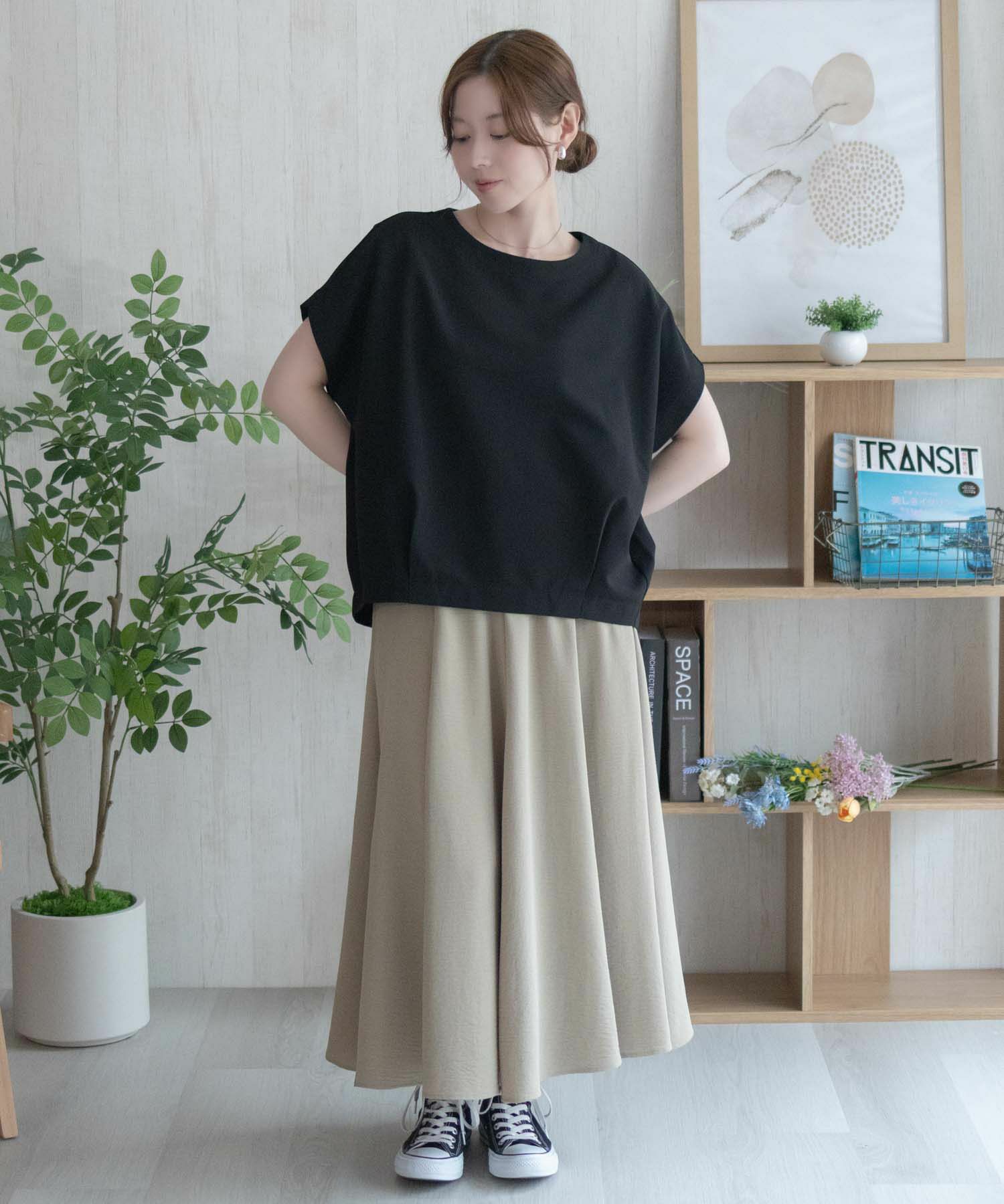 nAvy SARARI ミニワッフル裾タックプルオーバー レディース ネコポス 対応商品