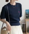 BEVERLY HILLS POLO CLUB ケーブルクルー半袖ニット レディース