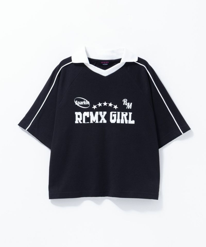 RICH MIX  ポンチ素材 襟付き肩ラインTシャツ キッズ ネコポス 対応商品商品画像-1