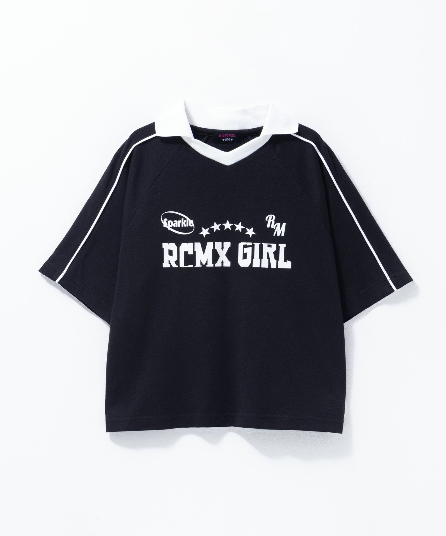 RICH MIX  ポンチ素材 襟付き肩ラインTシャツ キッズ メール便 対応商品商品画像-1