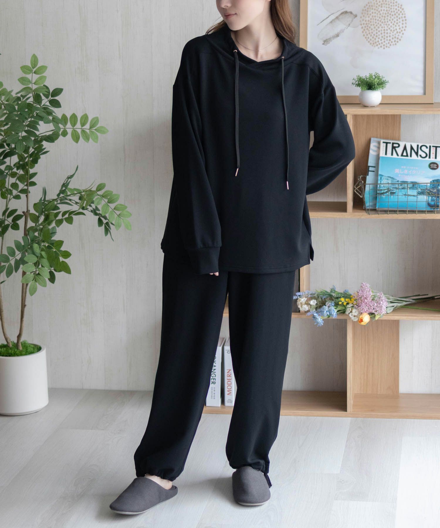 NAVY ポンチ素材 もちもちスウェット上下セット レディース