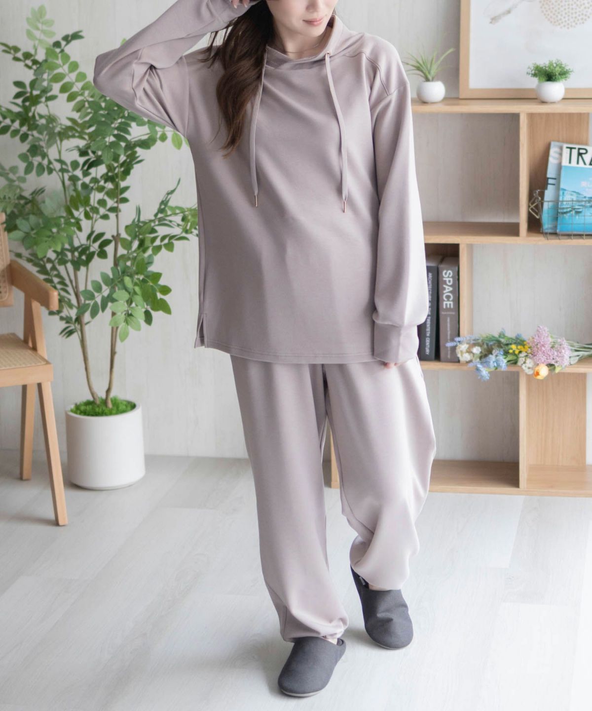 NAVY ポンチ素材 もちもちスウェット上下セット レディース