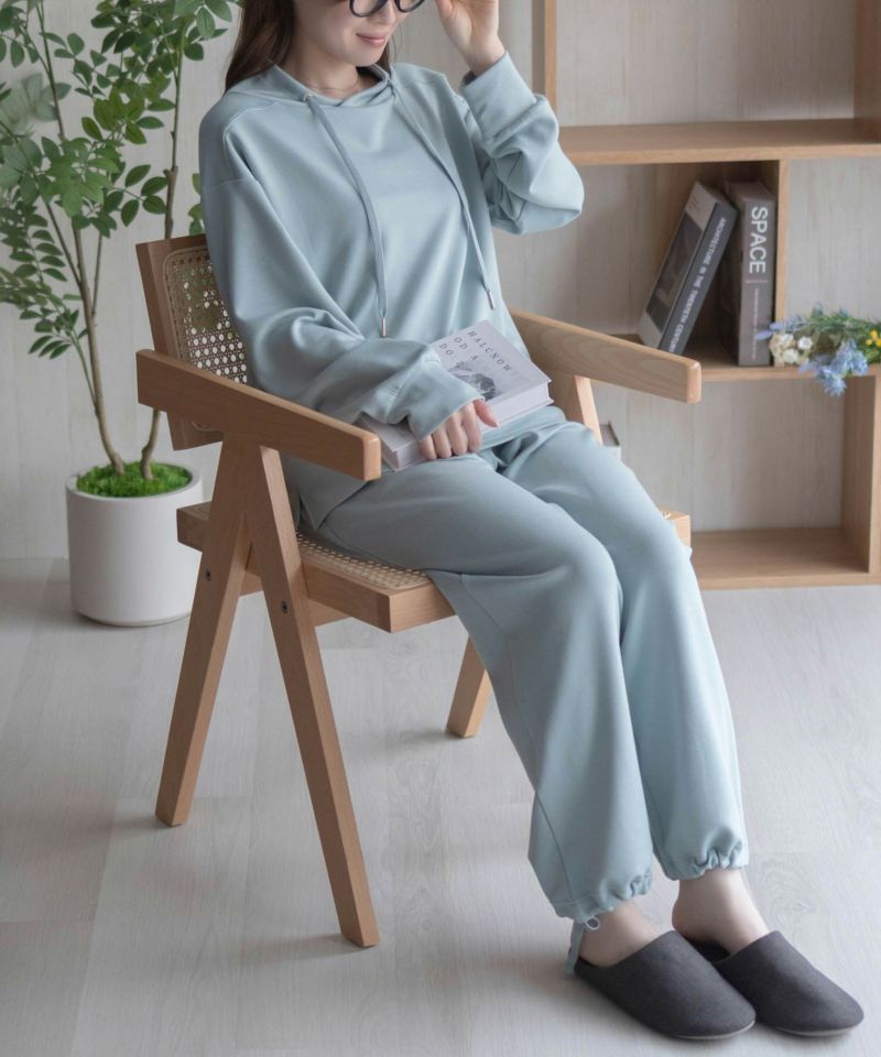 NAVY  ポンチ素材 もちもちスウェット上下セット レディース商品画像-6