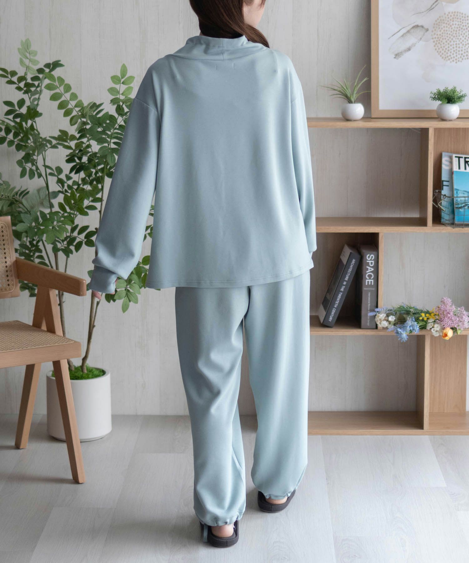 NAVY ポンチ素材 もちもちスウェット上下セット レディース