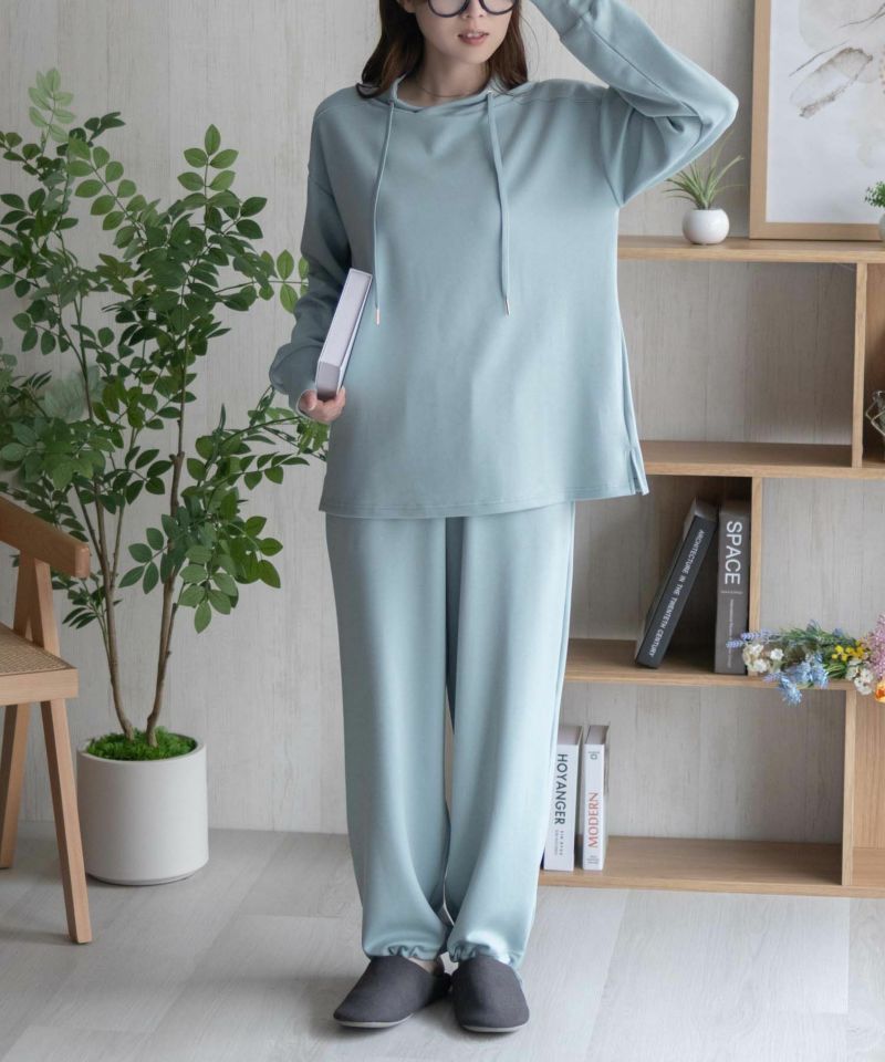 NAVY  ポンチ素材 もちもちスウェット上下セット レディース商品画像-10