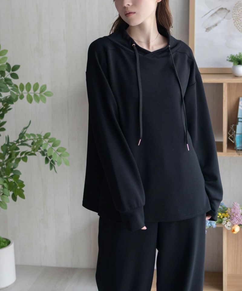 NAVY  ポンチ素材 もちもちスウェット上下セット レディース商品画像-11