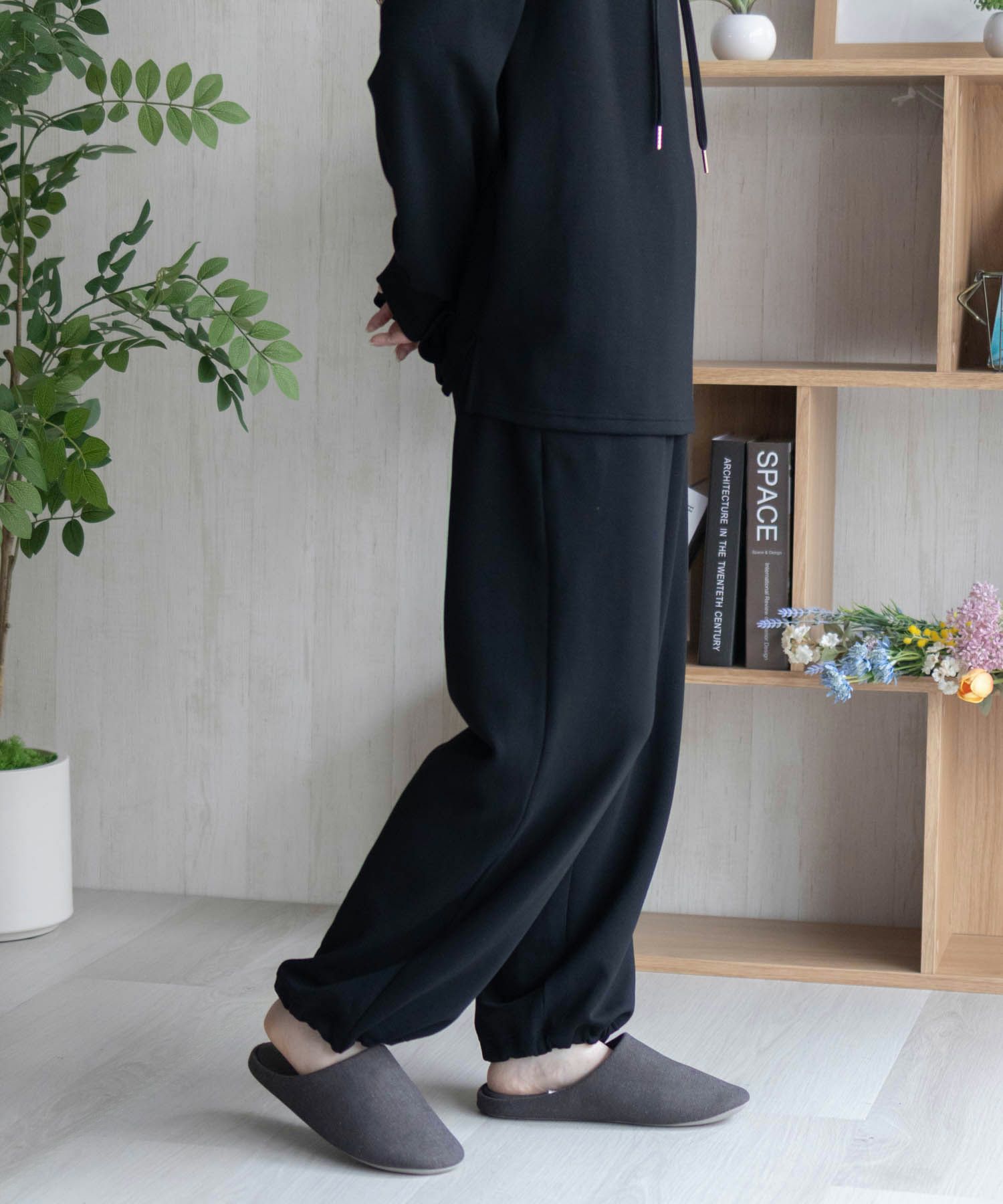 NAVY  ポンチ素材 もちもちスウェット上下セット レディース商品画像-13