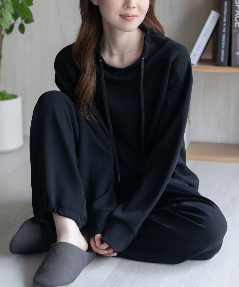 NAVY  ポンチ素材 もちもちスウェット上下セット レディース商品画像-14