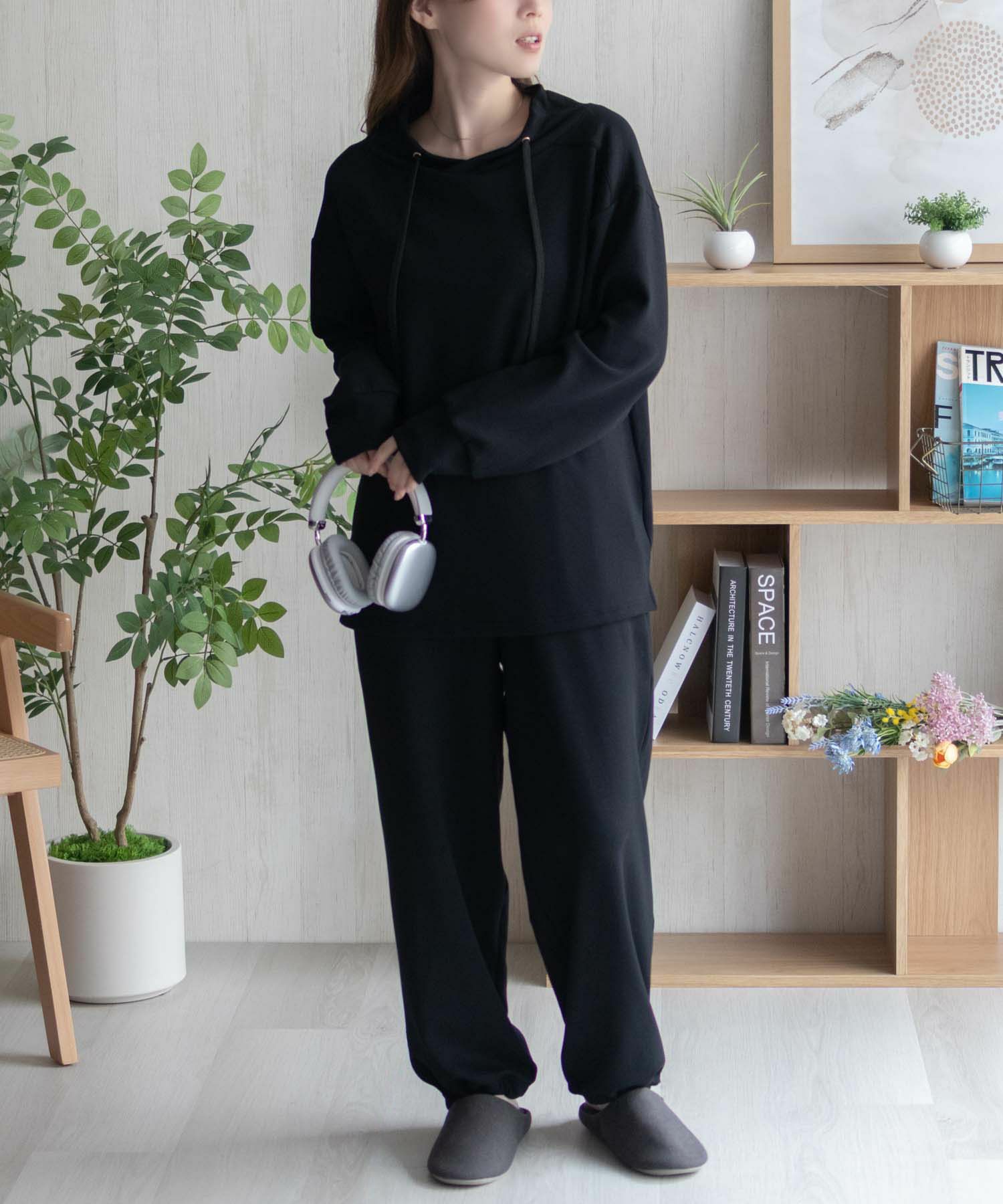 NAVY ポンチ素材 もちもちスウェット上下セット レディース