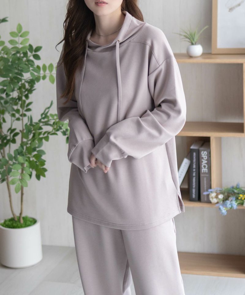 NAVY  ポンチ素材 もちもちスウェット上下セット レディース商品画像-16