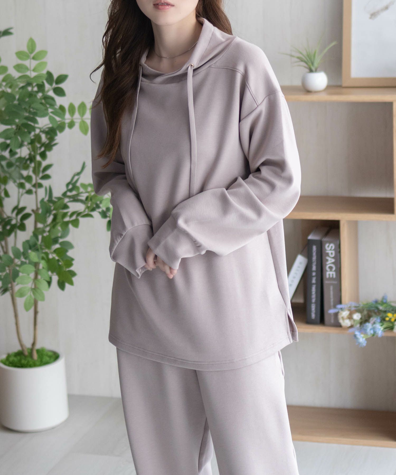 NAVY  ポンチ素材 もちもちスウェット上下セット レディース商品サムネイル-16