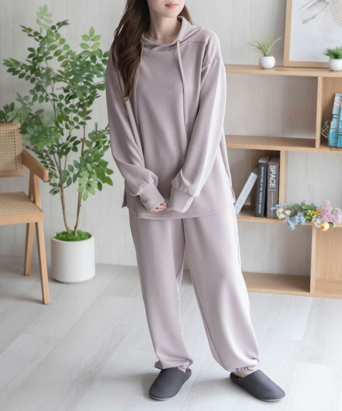 NAVY ポンチ素材 もちもちスウェット上下セット レディース