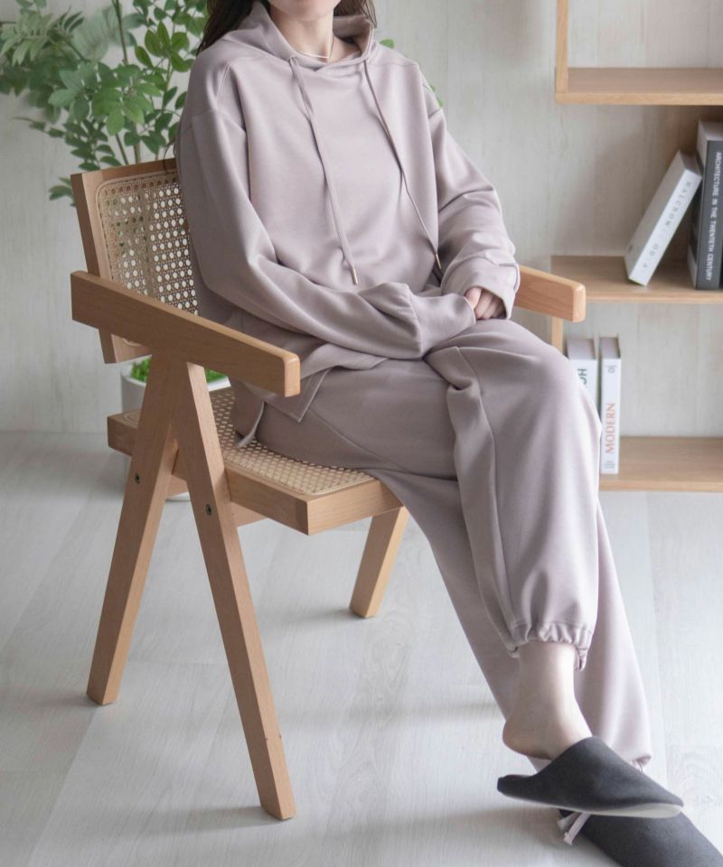 NAVY  ポンチ素材 もちもちスウェット上下セット レディース商品画像-19