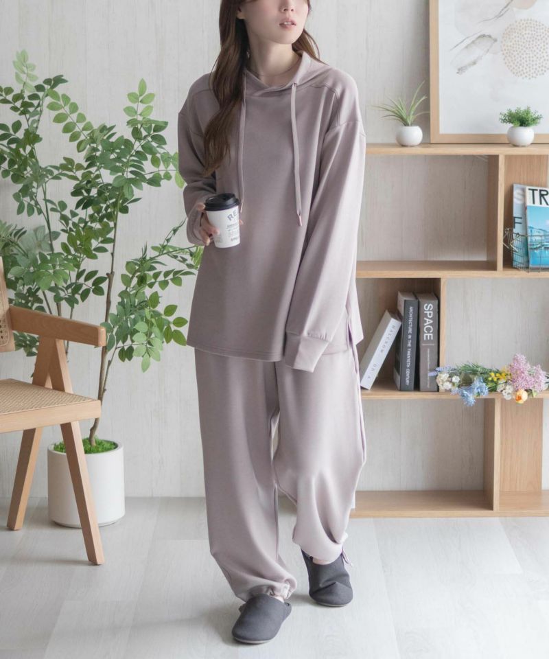 NAVY  ポンチ素材 もちもちスウェット上下セット レディース商品画像-20