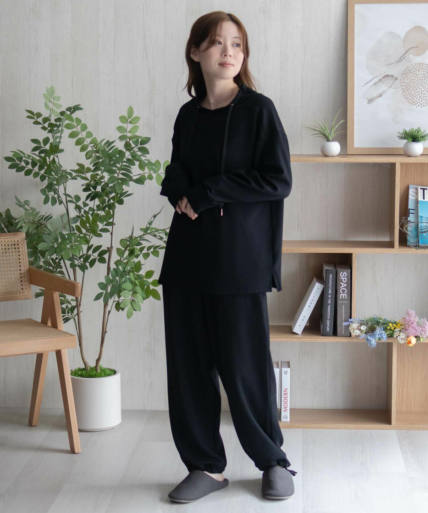 NAVY ポンチ素材 もちもちスウェット上下セット レディース