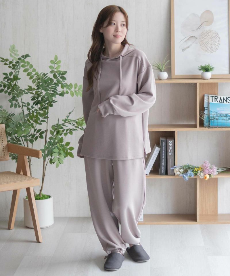 NAVY  ポンチ素材 もちもちスウェット上下セット レディース商品画像-40