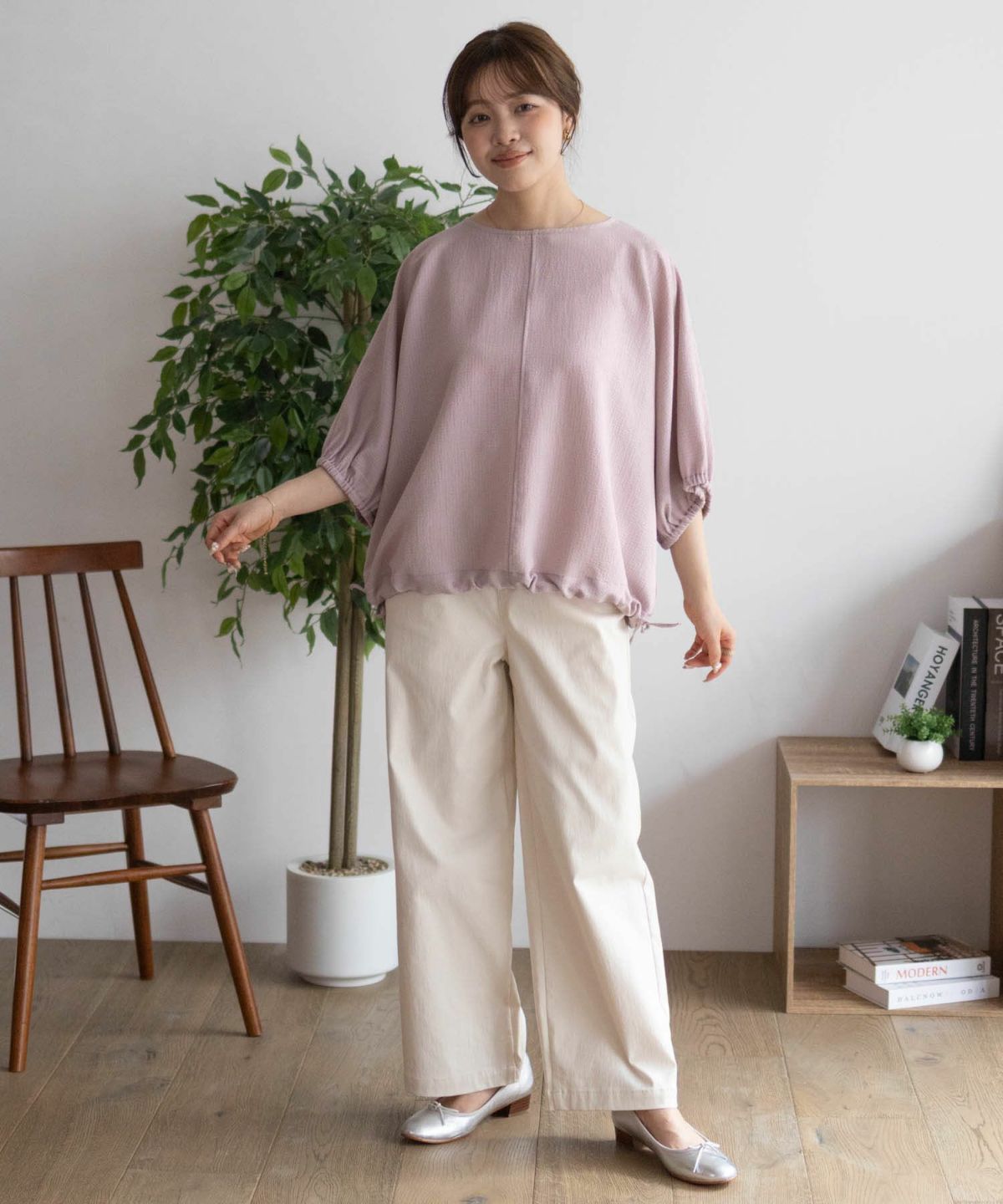 nAvy 裾サイドシャーリングブラウス レディース