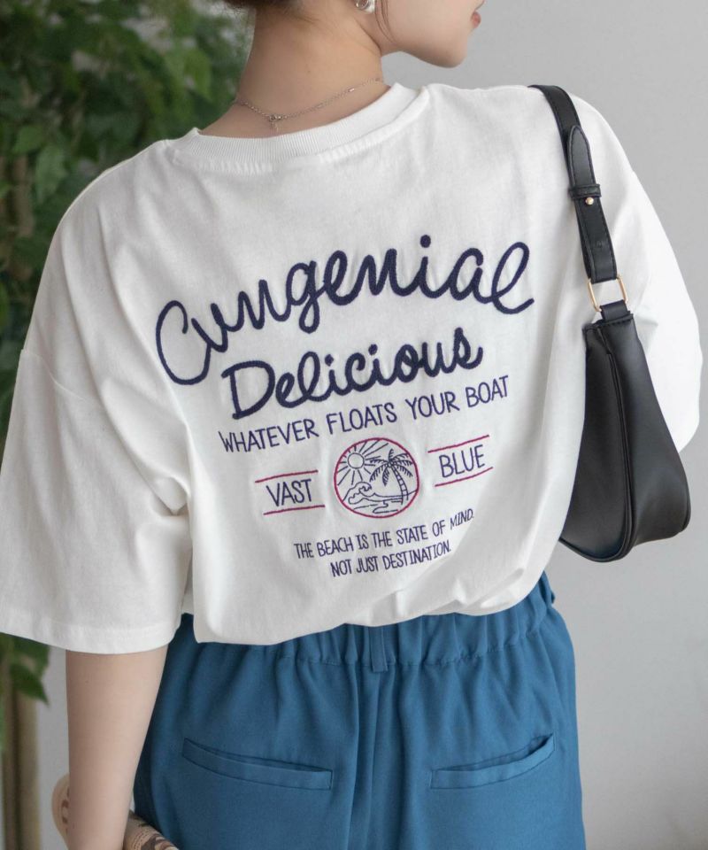 UNDERWRAPS 刺繍ラウンドビッグTシャツ レディース UNDERWRAPS 刺繍ラウンドビッグTシャツ レディース