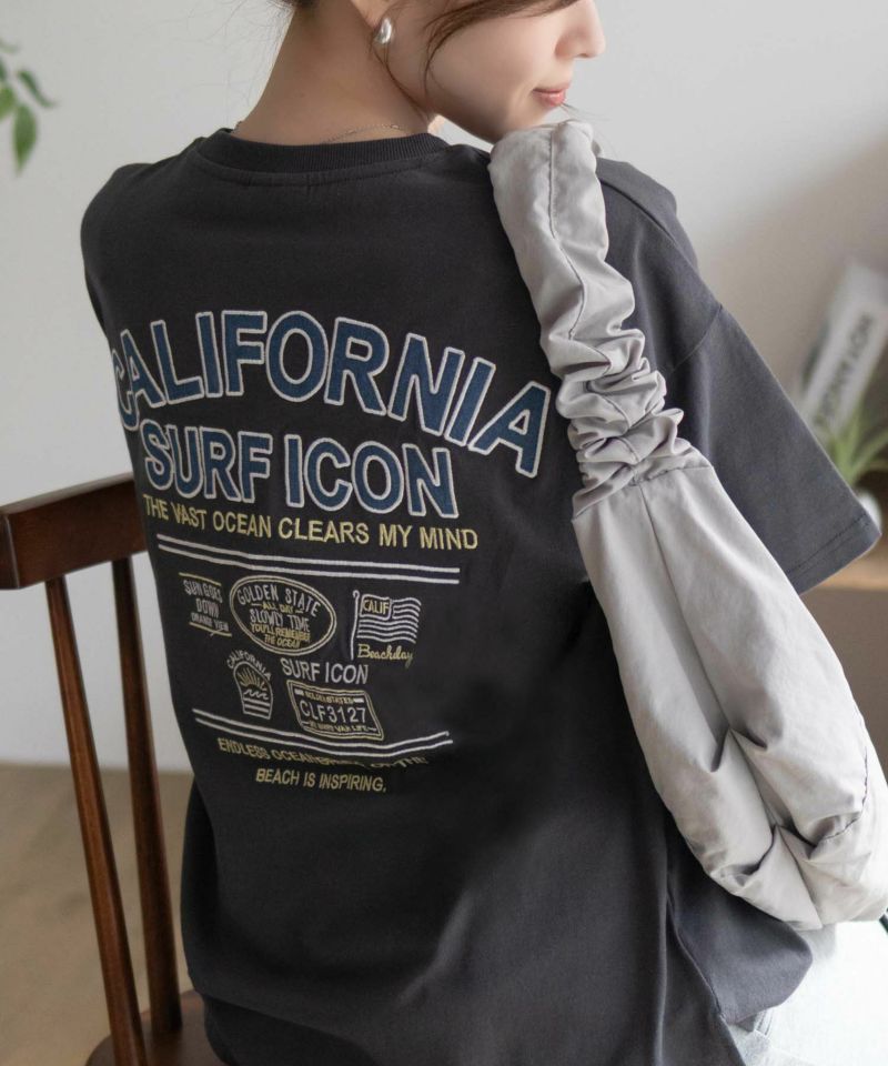 UNDERWRAPS  デニム貼り付けスリットビッグTシャツ レディース ネコポス 対応商品商品画像-2