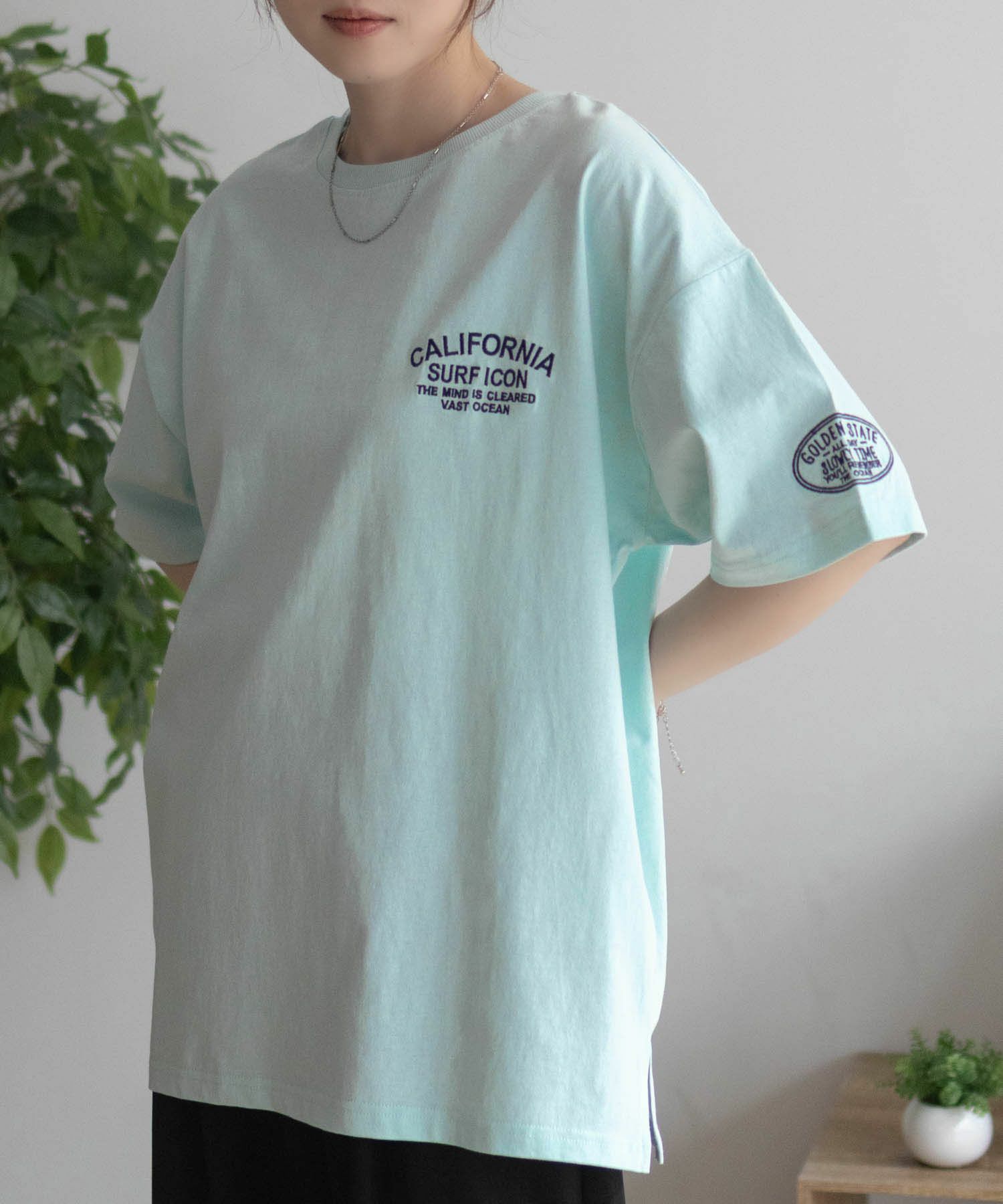 UNDERWRAPS デニム貼り付けスリットビッグTシャツ レディース ネコポス 対応商品