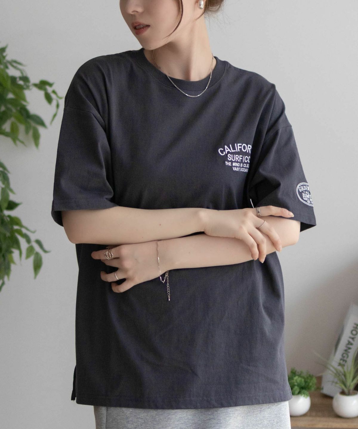 UNDERWRAPS デニム貼り付けスリットビッグTシャツ レディース ネコポス 対応商品