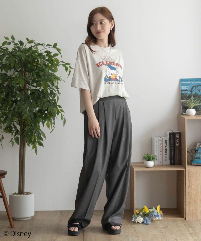 Disney ドナルドダック / プリント刺繍Tシャツ レディース