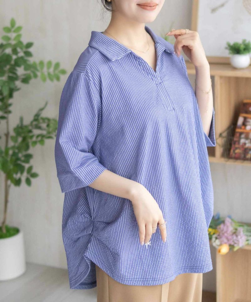 nAvy 襟付きスキッパープルオーバー レディース商品画像-1