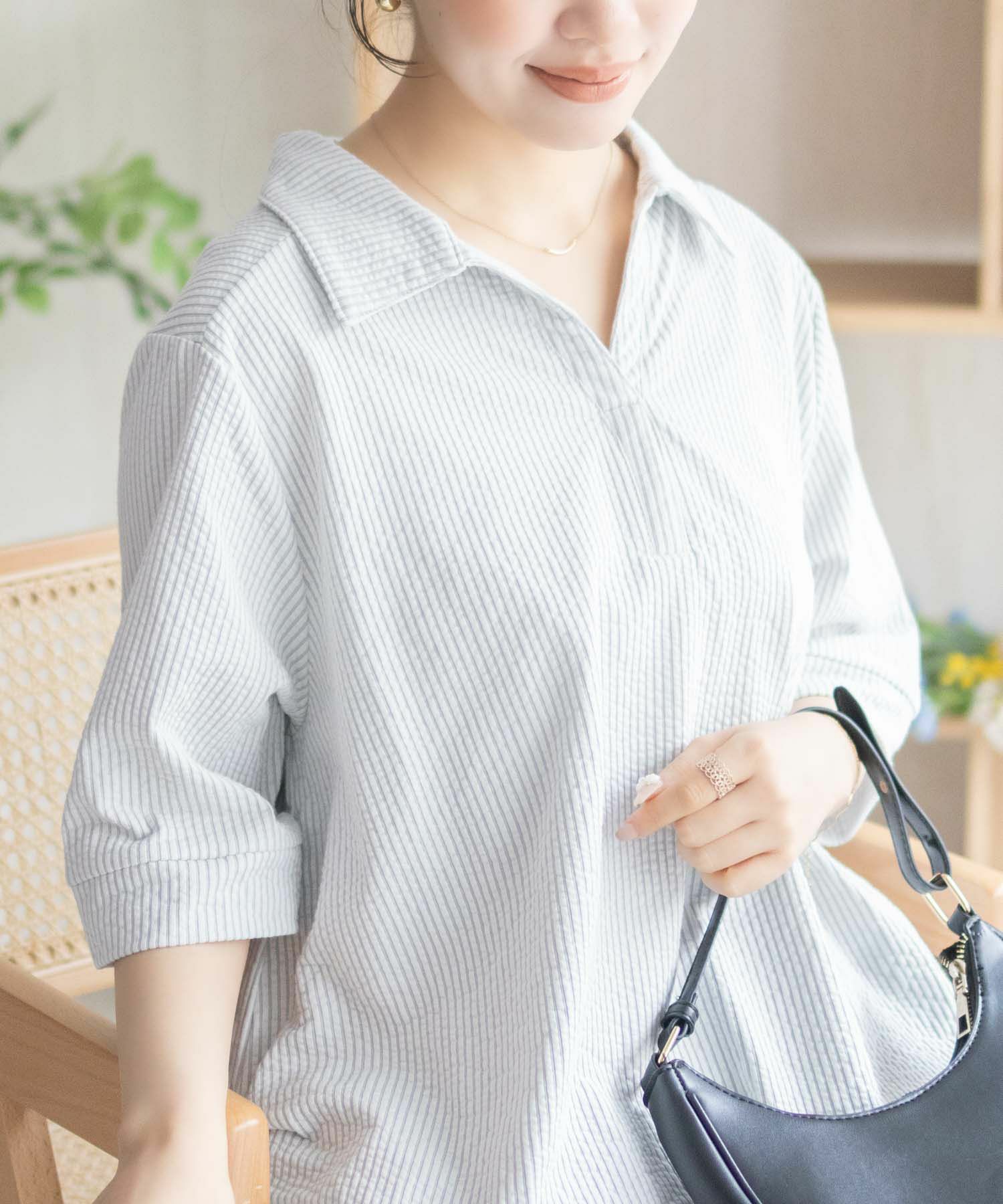 nAvy 襟付きスキッパープルオーバー レディース