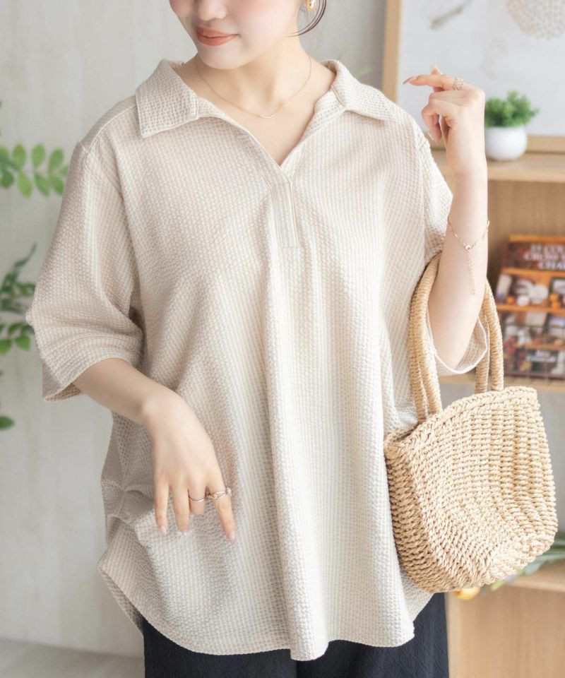 nAvy 襟付きスキッパープルオーバー レディース商品画像-3