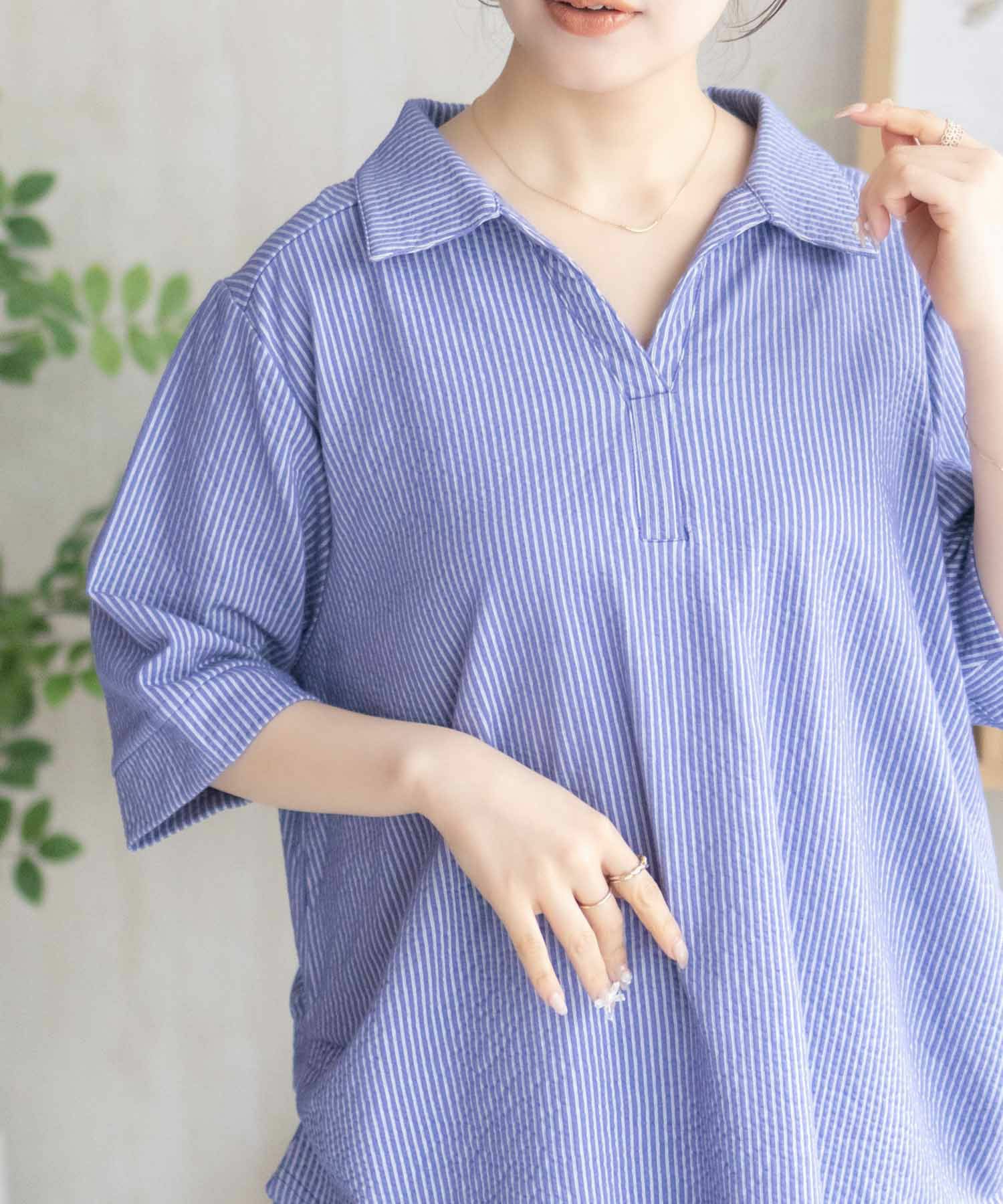 nAvy 襟付きスキッパープルオーバー レディース商品画像-5