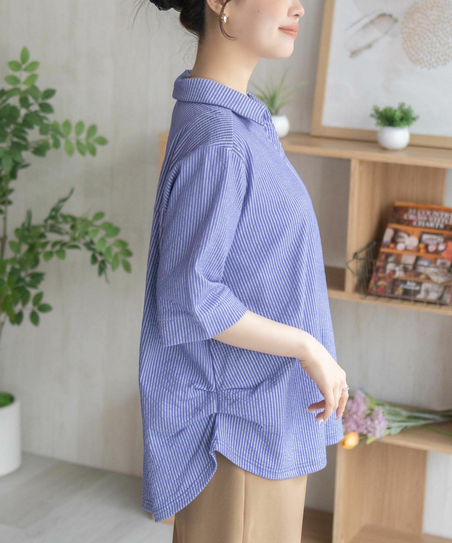 nAvy 襟付きスキッパープルオーバー レディース